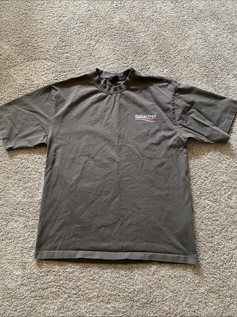 Balenciaga Men's Charcoal Logo Short Sleeve Tee